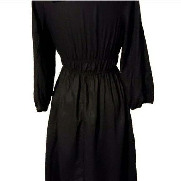 UNIVERSAL THREAD BLACK V NECKLINE TIE FRONT MIDI DRESS NWT SIZE XS - Picture 4 of 9